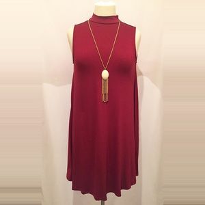 Wine Sleeveless Dress